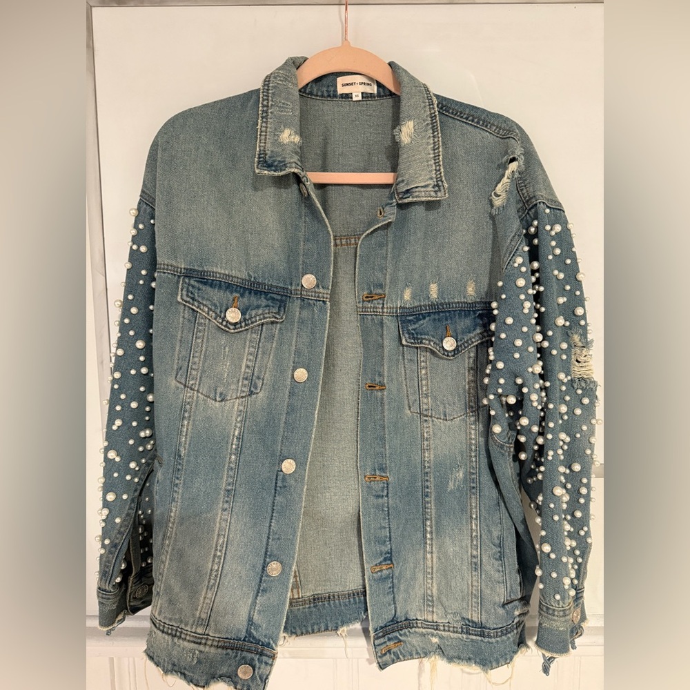 Sunset + Spring Distressed Denim Jacket (oversized jacket)